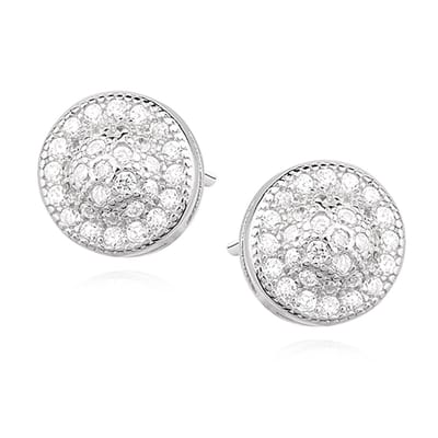 Joy|S - Zilveren elegante ronde oorbellen - 8.5 mm - zirkonia - gehodineerd