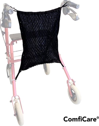 ComfiCare® Rolstoelnetje - Netje voor rolstoel en rolator 40x35 cm - Boodschappen tas - Zwart