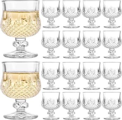 18 stuks Transparante Borrelglazen - 45 ml Vintage Likeurglazen voor Tequila en Sherry