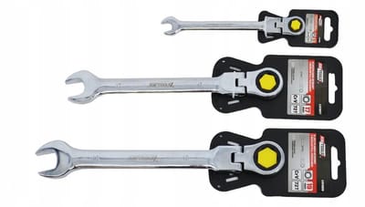 AWTOOLS - S-serie Sleutel - Met Ratelsysteem - Verstelbare Kop - 19mm - CrV Staal