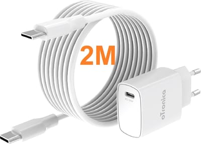 oTronica USB C Adapter 20W snellader met usb C naar usb C kabel - 2M - Wit