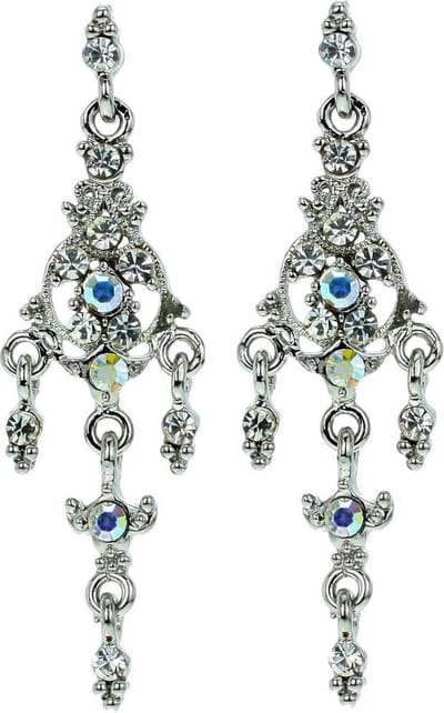 Behave Oorhangers zilver-kleur met stenen