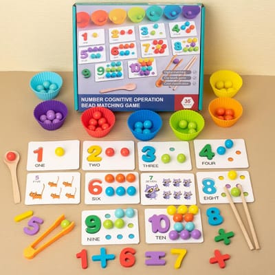 Montessori Wiskunde Tellen Sorteren Speelgoed Klem Kralen Matching Spellen Fijne Motoriek Getal Kleur Sensorisch Educatief Speelgoed Voor Kind blue