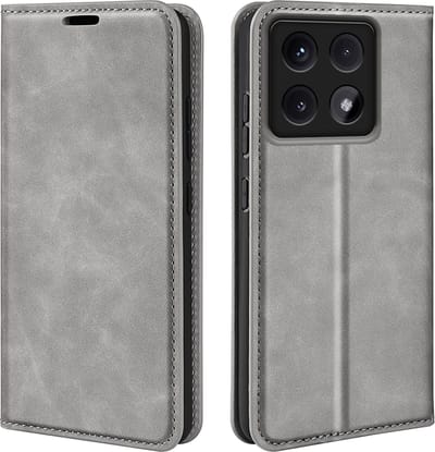 MobyDefend Hoesje - Geschikt voor Xiaomi 14T Pro - Luxe Wallet Bookcase (Magnetische Sluiting) - Grijs