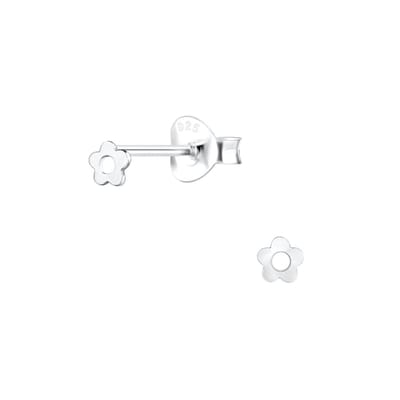 Joy|S - Zilveren mini bloem oorbellen - 4 mm - zilver - kinderoorbellen