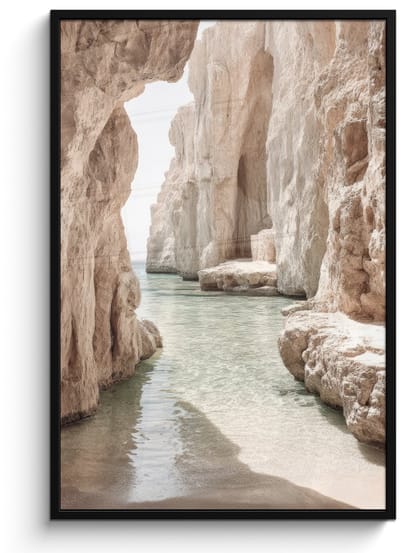 Poster in lijst - Fotolijst 80x120 cm - Posters - Rotsen - Zee - Zand - Kloof - Posterlijst zwart - Decoratie - Wanddecoratie woonkamer - Muurdecoratie slaapkamer
