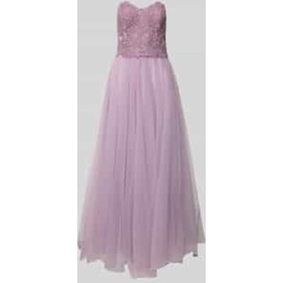 Off shoulder-avondjurk met kant en siersteentjes