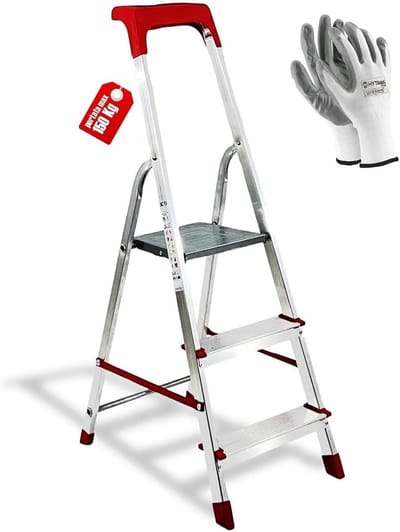 Lichte Huishoudladder 3 Treden Aluminium Inklapbaar - Robuust en Draagkracht 150 kg