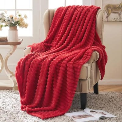 Zachte en Warme Fleece Deken voor Bank en Bed - Pluizige Sherpa Deken 150 x 200 cm in Rood