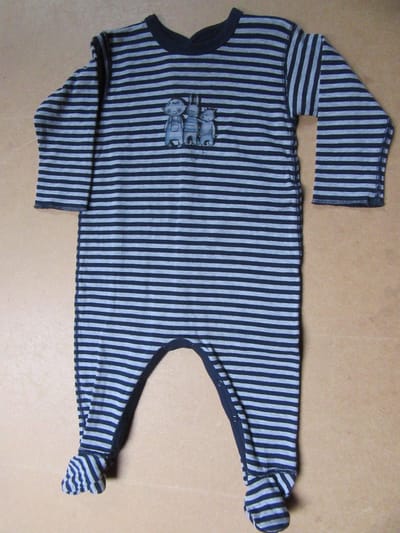 petit bateau , pyjama omkeerbaar , streep marine, marine  6 maand  67