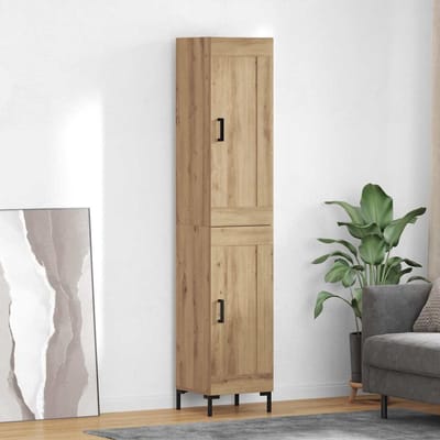 vidaXL - Highboard - Artisan - Eiken - 34,5 - x - 34 - x - 180 - cm - Bewerkt - hout