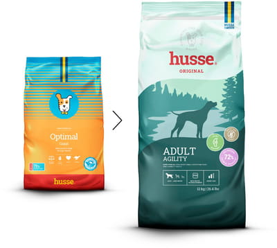 Husse Optimal Giant - Hondenvoer Droog, Hondenbrokken, Droogvoer, Hondenvoeding - 5 x 100g Proefpakket