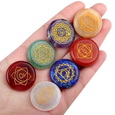 Vardaan Chakra stenen - Edelstenen - Chakra balansset - Meditatiestenen - Ronde stenen - Natuurstenen - Set van 7