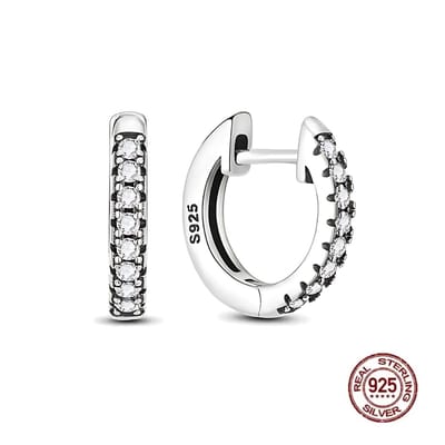 Oorringen - Oorbellen - 925 sterling zilver -Silver - klapsluiting - zirkonia