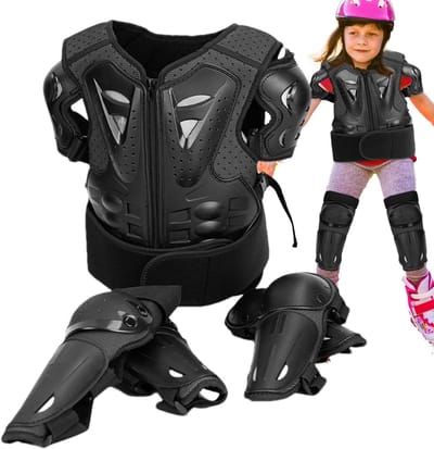 Kinder Beschermingsset - Motor Kleding Set - Sport Bescherming - Verstelbare Riemen - One Size - Zwart
