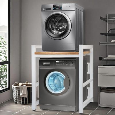 Wasmachinekast met droogkast en verstelbare rekken - Draagvermogen 300 kg - Voor badkamer, keuken, balkon en wasruimte