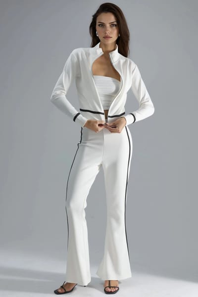 Modal Touch Ziptrui & Flared Broek Twee-Delige Set