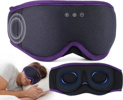 Verduisterend Slaapmasker met Bluetooth Hoofdtelefoon voor Zijslapers, Ademend en Zacht met Ultradunne Stereoluidsprekers voor Ontspanning en Comfort