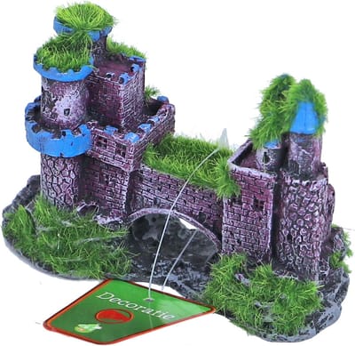 De Boon Aquarium kasteel ornament met brug en mos | 11 x 5 cm