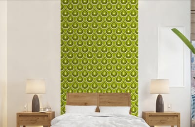 Behang - Fotobehang Patronen - Retro - Regen - Druppel - Groen - Breedte 120 cm x hoogte 240 cm