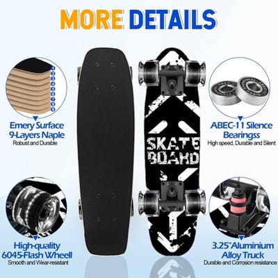 Dailygoody - Skateboard - Kleurrijke knipperende wielen - Voor