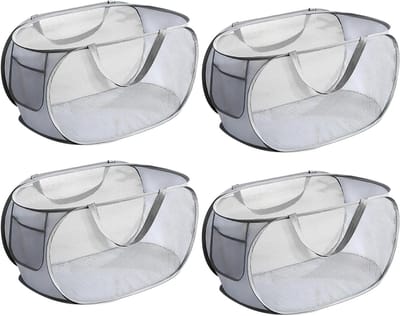 Vouwbare Wasmand met Handvat, Opvouwbare Wasmand voor Badkamer, Studentenhuis en Reizen, Set van 4 Stuks