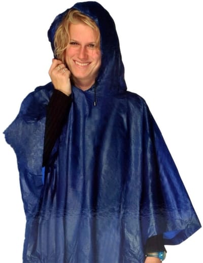 4x stuks blauwe regenponcho met capuchon voor volwassenen