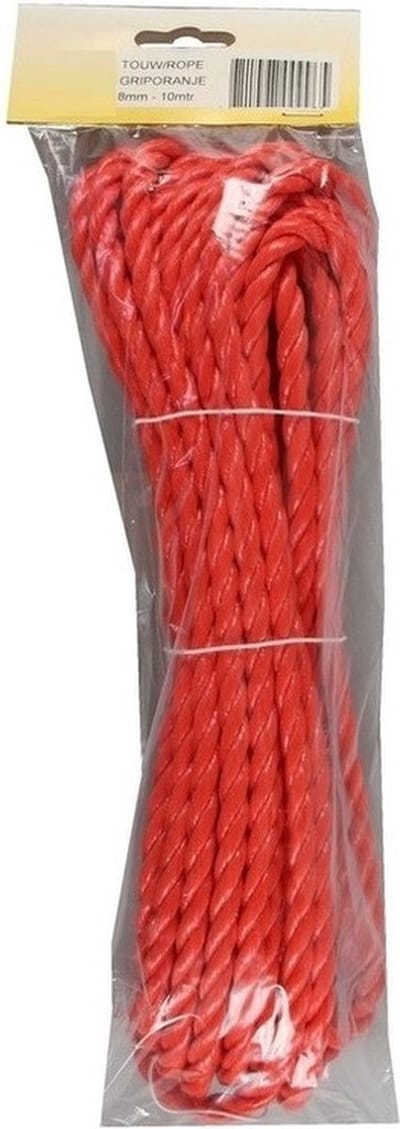 Touw oranje - 10 meter x 8 mm - Bind/streng touwen / koorden