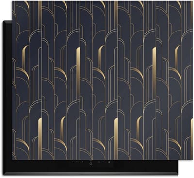 KitchenArt - Art Deco Lines – Inductie Beschermer - 52x35 cm - Kookplaat Beschermer - Luxe Afdekplaat Inductieplaat - Anti-slip & Oprolbaar - Beschermmat Inductiekookplaat