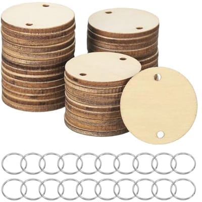 Houten Cirkels voor Knutselen - 100 Stuks Ronde Houten Schijven met Gaten