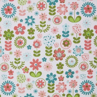 Homescapes Retro bloemenkatoenstof - bloemmotief verkocht per meter, 150 cm breed