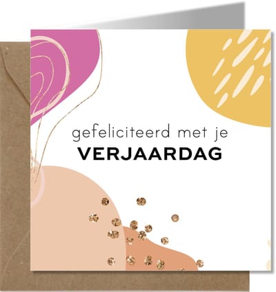 Tallies Cards - greeting - ansichtkaarten - gefeliciteerd met je Verjaardag - Abstract  - Set van 4 wenskaarten - Inclusief kraft envelop - verjaardagskaart - verjaardag - felicitatie - proficiat - 100% Duurzaam