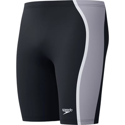 Speedo Solid Splice Jammer Heren - Strakke Zwembroek Heren - Chloorbestendige Zwembroek Mannen - Sportzwembroek Heren met Trekkoord - Zwart/Grijs - S