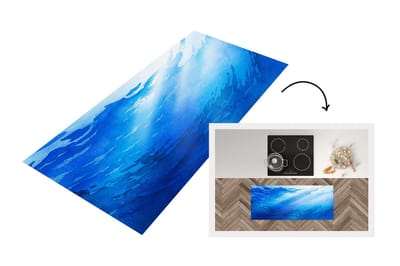 Keukenloper - Loper keuken - Zee - Zon - Blauw - 120x50 cm - Keukenloper vinyl
