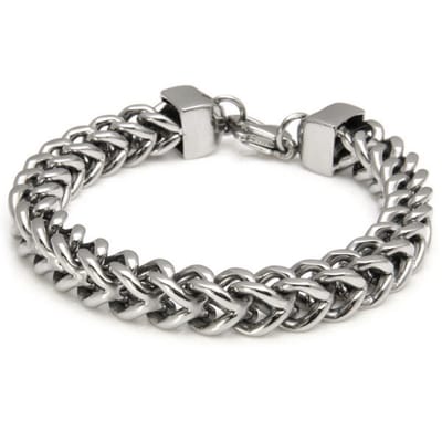 Stalen herenarmband - schakelarmband - vierkante gourmet schakel - zilverkleurig - 316L chirurchisch staal