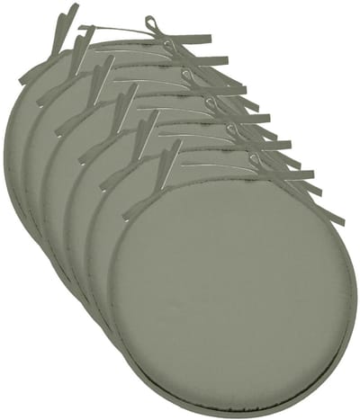Stof Textile Home stoelkussens - 6x - groen - D40 x H3 cm - voor binnen - touwtjes sluiting - zitkussens plat - rond