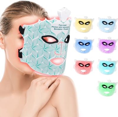 Zolara LED Gezichtsmasker - LED masker- Lichttherapie - 7 kleuren masker - Siliconen - LED-gezichtslichttherapiemasker - Beauty
