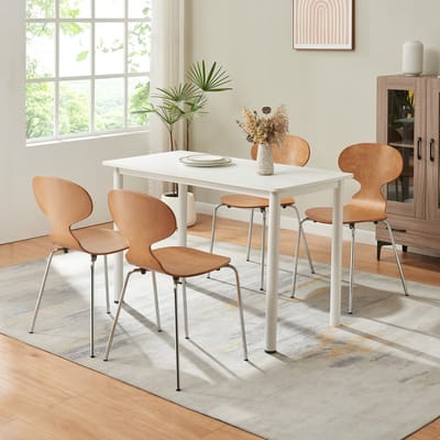 Eetkamerstoelen Kil set van 4 walnootkleurig en chroom [en.casa]