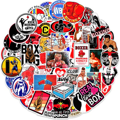 Boksen Stickers - Thema Boxing, Kickboxing, Muay Thai - 50 stuks -5x6CM - Laptopstickers Sport