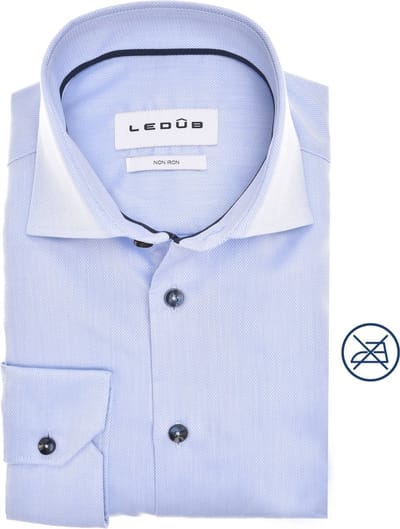 Ledûb overhemd modern fit lichtblauw mouwlengte 7