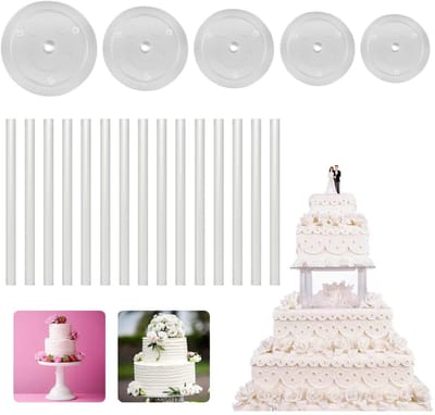 NTHProducts - Cake Stands - Cake Decoreren - Herbruikbare Cake Borden - Transparant - Taart Steunen - Geschikt voor Feestdagen - 5 Stuks