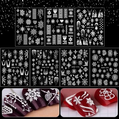 7 Kerst Nail Art Stickers - 5D Zelfklevende Sneeuwvlok Decals voor Vrouwen en Meisjes - DIY Nagel Decoratie voor Feestjes en Kerstvieringen
