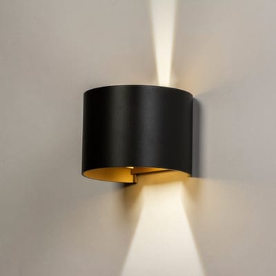 Lumidora Wandlamp 74705 - Voor buiten - AUSTIN - 2 Lichts - Ingebouwd LED - 6.0 Watt - 500 Lumen - 2700 Kelvin - Zwart - Goud - Metaal - Buitenlamp - Badkamerlamp - IP54