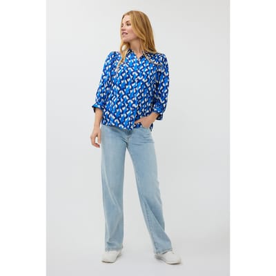EsQualo Blouse Big Slve Utopia Fantasy Print Maat: 36 | Blouses Outlet | Dames | Blauw