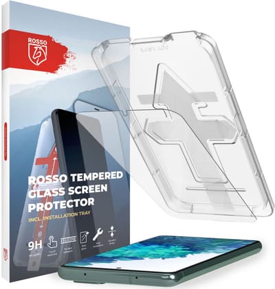 Rosso Screenprotector Geschikt voor Samsung Galaxy S21 FE | Gehard Glas | Fingerprint & Case Friendly | Met Installatietray | Eenvoudige montage
