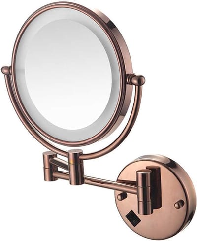 Vergrotende Make-up Spiegel - Wandspiegel Verlichting - Gedetailleerde Make-up - Verstelbare Helderheid - 8 Inch - Roségoud