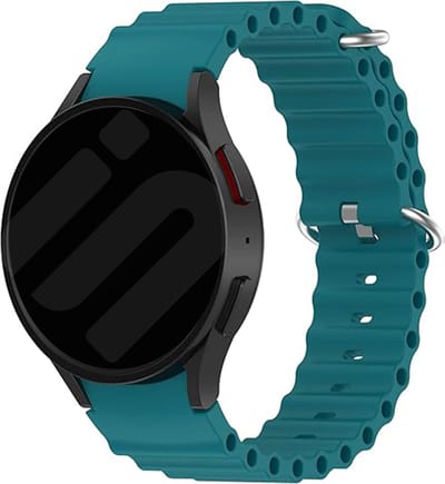 Strap-it Ocean siliconen bandje - geschikt voor Samsung Galaxy Watch 4 (Classic) / Watch 5 (Pro) / Watch 6 (Classic) / Watch 7 40 & 44mm / Watch FE - donkergroen