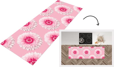 Keukenloper - Loper keuken - Meiden - Bloem - Roze - Patronen - 150x50 cm - Keukenloper vinyl