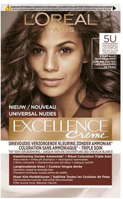 L'Oréal Paris Excellence Universal Nudes Permanente Haarverf 5U Lichtbruin - 3 Stuks - Voordeelverpakking