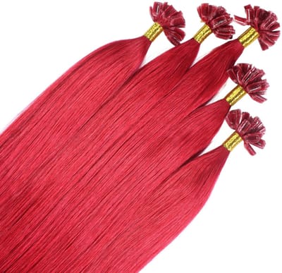 hair2heart Premium Extensions Echt haar Bondings glad - 25 strengen 0,8 g 40 cm 0/44 intensief rood